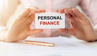 Personal finance inscription. Money, income and savings