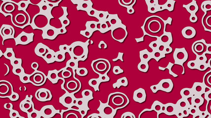 Layered background with wavy relief forms. Smooth shapes in red and black white in papercut style