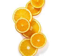 Stripe of fresh citrus slices pattern on white