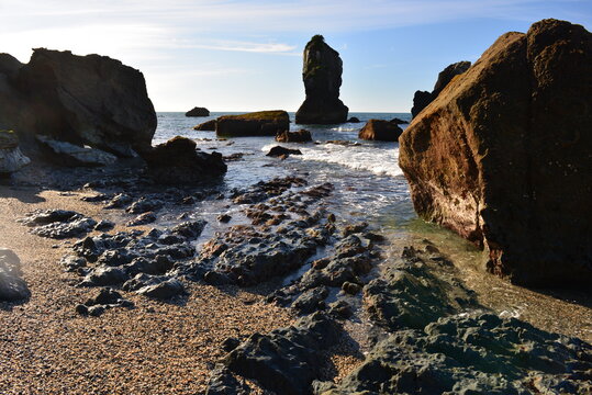 Rock formations on Monro Beach New Zealand