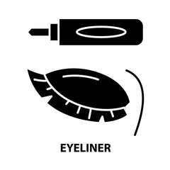 eyeliner icon, black vector sign with editable strokes, concept illustration