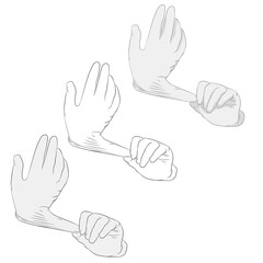 Vector illustration of isolated medical gloves of three types on a white background. Simple flat style.