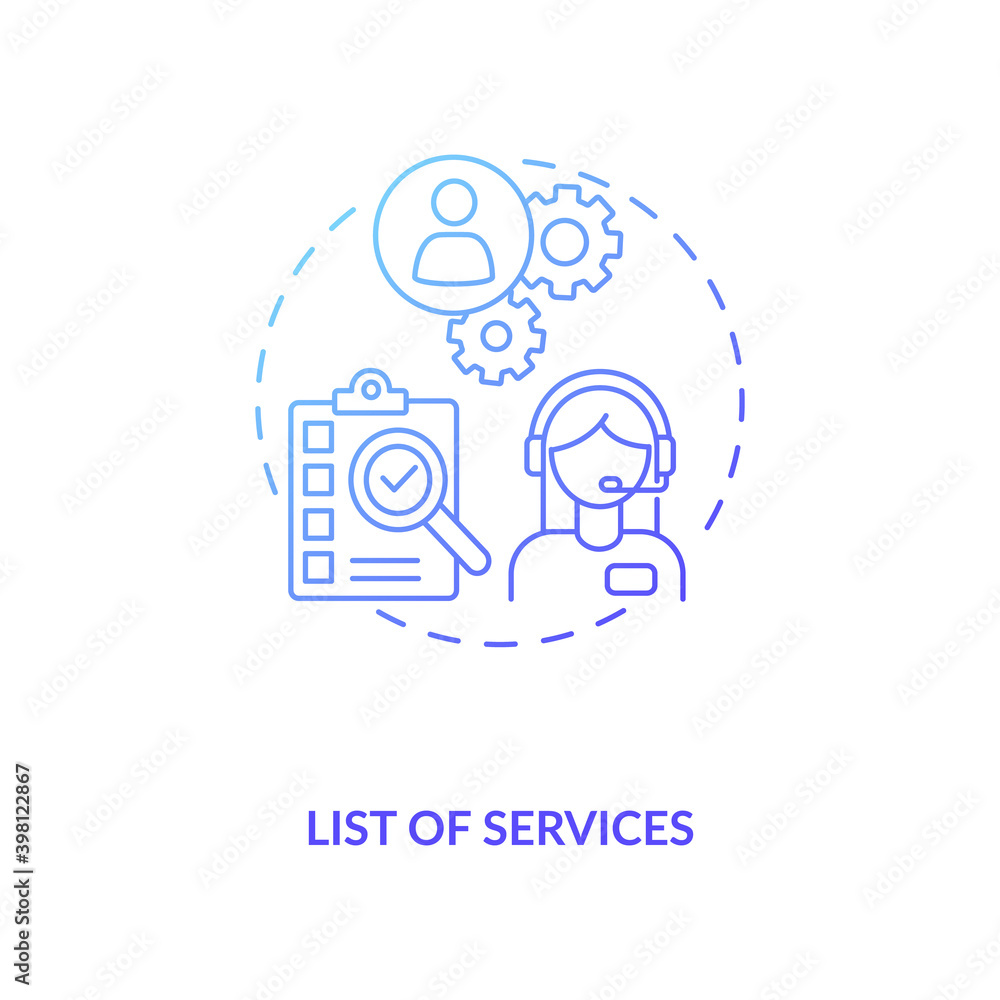 Wall mural list of services blue gradient concept icon. business management. check document. work task. virtual