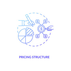 Pricing structure blue gradient concept icon. Market share. Sales analysis. Corporate finances chart. Business idea thin line illustration. Vector isolated outline RGB color drawing