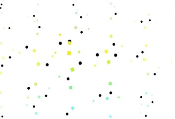 Light Green, Yellow vector background with triangles, circles, cubes.