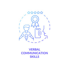 Verbal communication skills blue gradient concept icon. Business networking. Leader eloquence. Virtual assistant ability idea thin line illustration. Vector isolated outline RGB color drawing