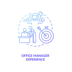 Office manager experience dark blue gradient concept icon. Employee ability. Remote work. Virtual assistant skill idea thin line illustration. Vector isolated outline RGB color drawing