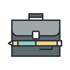 Business briefcase icon in flat design style.