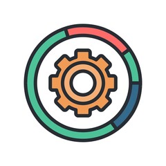 Business data process management icon in flat design style.