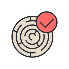 Business challenge solved icon in flat design style.