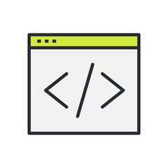 Web development icon in flat design style. Programming, coding concept.