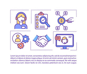 Remote virtual assistant concept icon with text. Self-employed worker. Administrative assistance. PPT page vector template. Brochure, magazine, booklet design element with linear illustrations