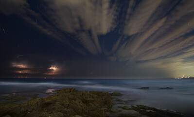 Lightning storm om Mediterranean Sea