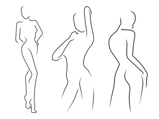 Black sketch of the three women