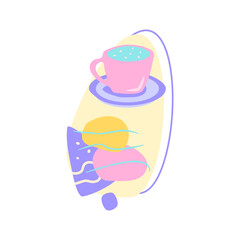 Winter season flat vector concept illustration with abstract shapes. Festive treat. Hot chocolate. Christmas tree. Ornate decoration. Wintertime 2D geometric and organic cartoon elements