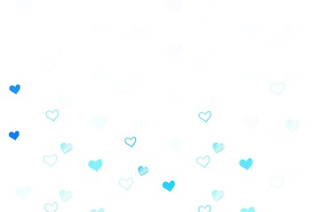 Light BLUE vector background with hearts.