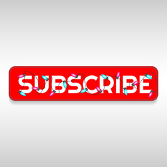 SUBSCRIBE - button with festive garland. Vector illustration