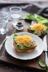 Shredded Egg Mimosa Salad Sandwich