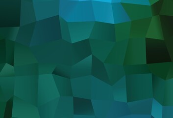 Dark Blue, Green vector abstract polygonal cover.
