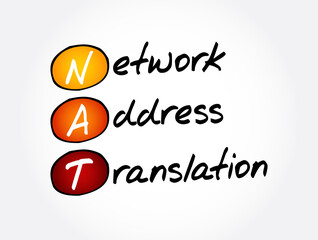 NAT - Network Address Translation acronym, technology concept background
