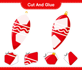 Cut and glue, cut parts of Christmas Lights and glue them. Educational children game, printable worksheet, vector illustration