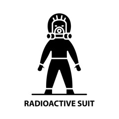 radioactive suit symbol icon, black vector sign with editable strokes, concept illustration