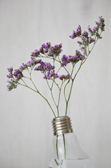 Bouquet of flowers in a vase from a lamp