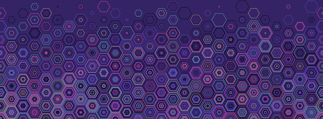 Hexagonal abstract seamless background. Vector geometric background with fade linear hexagons. Modern stylish texture