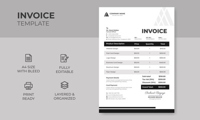 Modern Creative & Clean Business Invoice Design Template, A4 Invoice vector & illustration Design Template