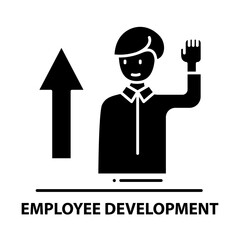 employee development icon, black vector sign with editable strokes, concept illustration