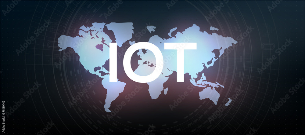 Poster internet of things (iot) and networking concept for connected devices. digital network connections, 