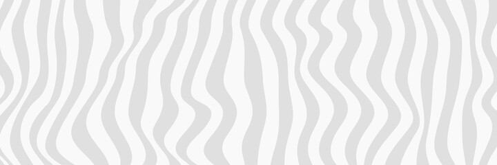 Abstract zebra print background. Vector illustration of stripes with optical illusion, op art. Long horizontal banner