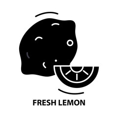 fresh lemon icon, black vector sign with editable strokes, concept illustration