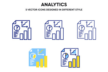Analytics vector icons set designed in different style