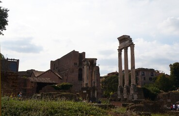 The ancient structures of Roman Forum in Rome
