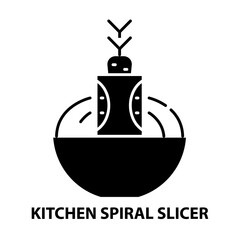 kitchen spiral slicer icon, black vector sign with editable strokes, concept illustration