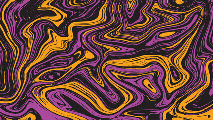 Abstract black, orange and violet horizontal marble background. Contrast wavy vector texture for software, ui design, web, apps wallpaper, banner