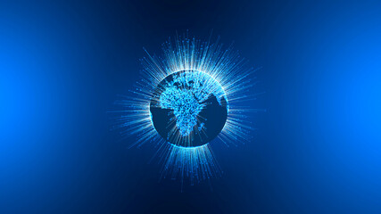 Digital world and globalization. Internet speed. Explorations, satellites and space. Space missions. High speed transfer. Satellites and space. New discoveries. Global digitization. Sci-fi. 3d render