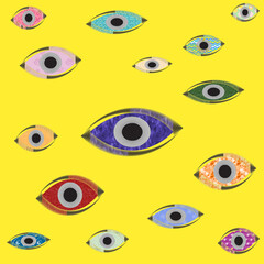 Colorful abstract background design with eyes