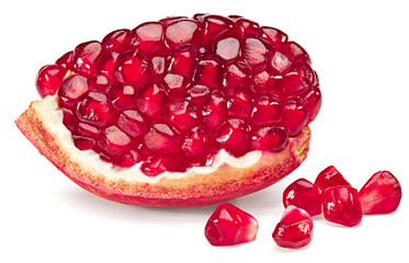 pomegranate fruit with seeds isolated on a white background. clipping path