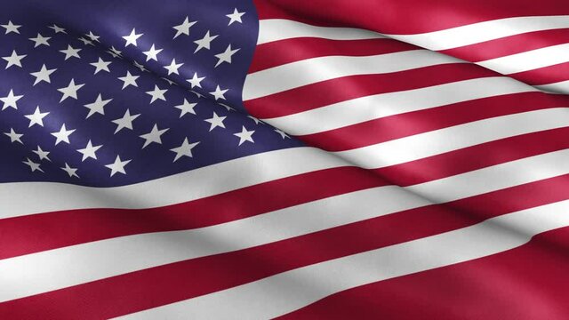 United States of America National Flag Country Banner Waving 3D Loop Animation. High Quality 4K Resolution.