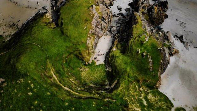 Aerial view of the beautiful coast with rock cliffs