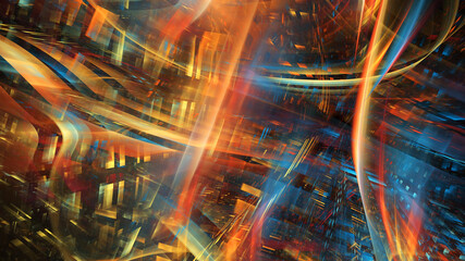Obraz premium 3D illustration of abstract fractal for creative design looks like modern city techno structure.