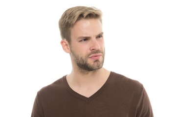 grooming and hair care. Menswear and fashionable clothing. handsome unshaven man wear casual...