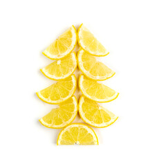 Christmas tree made of lemon slices isolated