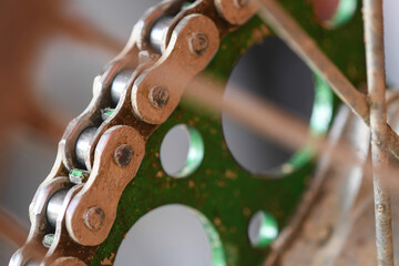 Details of the chain of a moto cross bike