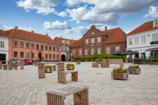 Old town square - house in Viborg Denmark	,scandinavia,Europe