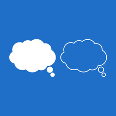 Cartoon speech or think bubble, empty communication cloud. Vector design element.