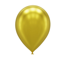 one yellow golden balloon close up isolated on white, 3d render
