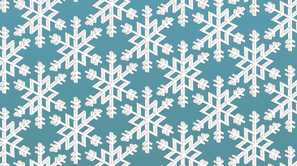 christmas: snowfall with 3d drawn snowflakes. Snow crystal with 3d effect, resembling a star, white snowflakes with blue winter background.